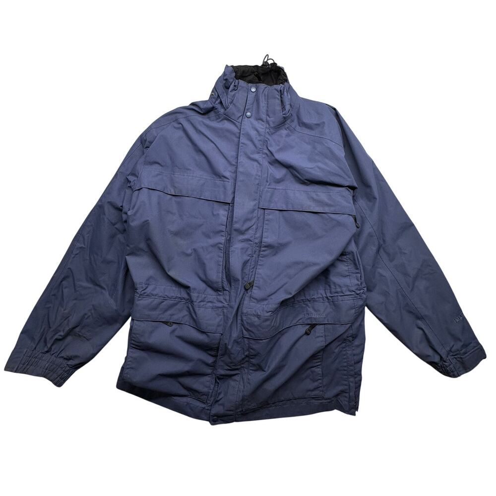 LL Bean BCR7 Gore-Tex Jacket Parka Mens Large Navy Shell Full Zip Nylon